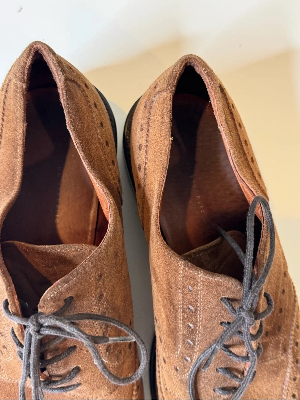 Banana Republic Brown Suede Wingtip Oxford Dress Shoes Size 12 Leather Brogue